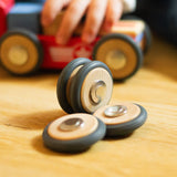 Tegu magnetiske træhjul – tilbehør til Tegu Blocks (4-pak)