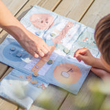 Ludo-Monnëka spil – sammenfoldeligt stofbræt med farverige brikker