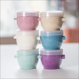 Stabelbare babymadsbeholdere 60 ml i flerfarver – set forfra