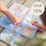 Ludo-Monnëka spil – sammenfoldeligt stofbræt med farverige brikker