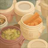 Stabelbare babymadsbeholdere 120 ml i flerfarvet design – ideelle til frysning og opbevaring af babymad.