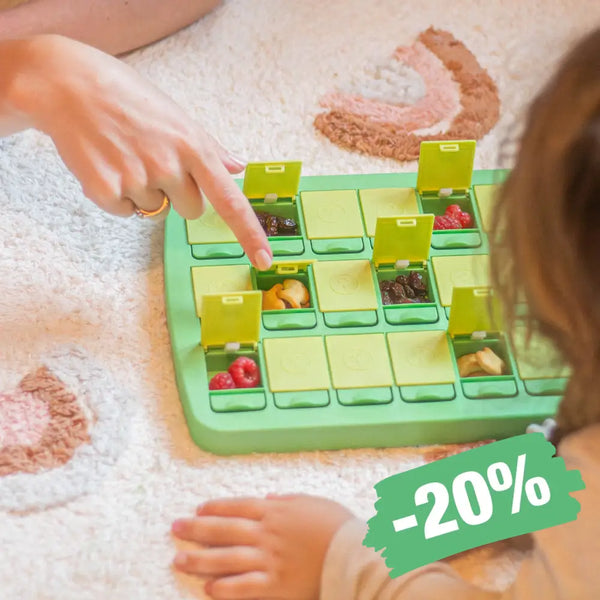 Snackboks med vendespil – fyld to ens snacks og gæt par